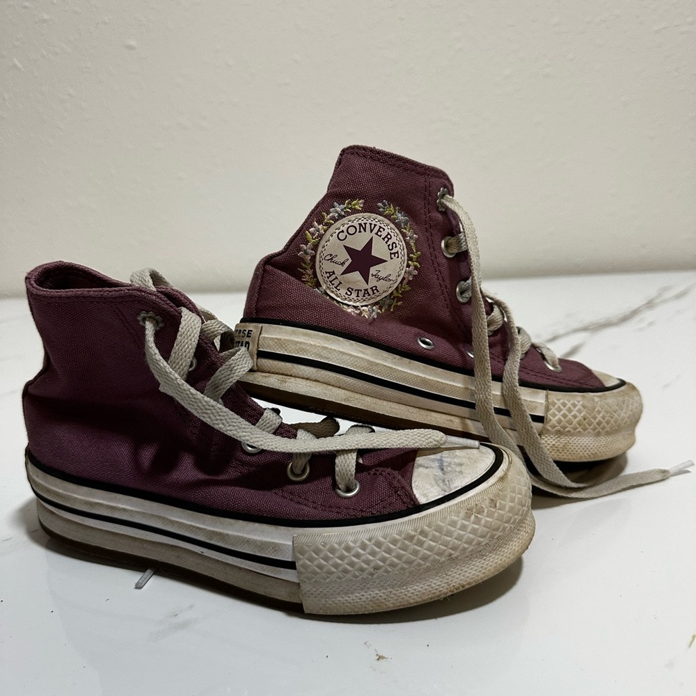 Embroidered Floral High Top Converse